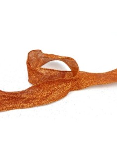 Ruban fantaisie de couleur orange rouille pailleté