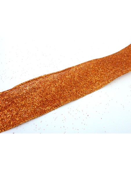 Ruban galon 4cm de large de couleur orange pailleté Ruban galon 4cm de large de couleur orange pailleté