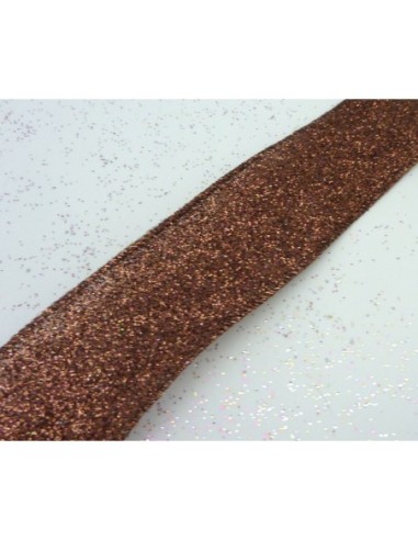 Galon fantaisie de couleur marron pailleté