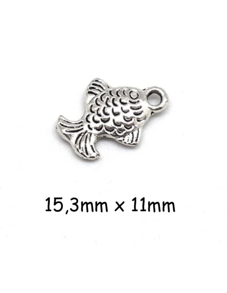 Breloque poisson en métal argenté