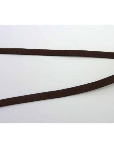 25cm Fil élastique plat largeur 5mm brillant satiné marron chocolat