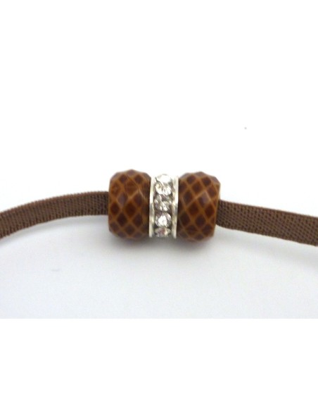 25cm Fil élastique plat largeur 5mm brillant satiné marron chocolat