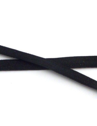 25cm Fil élastique plat largeur 5mm brillant satiné noir