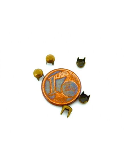 40 clous griffe rond en métal couleur bronze 4mm pour customiser