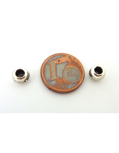 Perle 6mm en métal argenté pouvant être écrasées