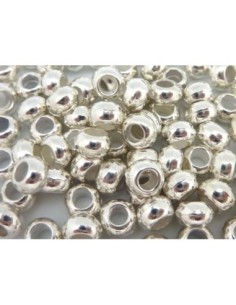 R-5 perles 6mm gros trou 3mm en métal argenté brillant