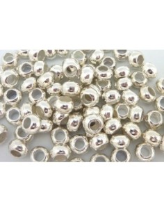 R-5 perles 6mm gros trou 3mm en métal argenté brillant 2