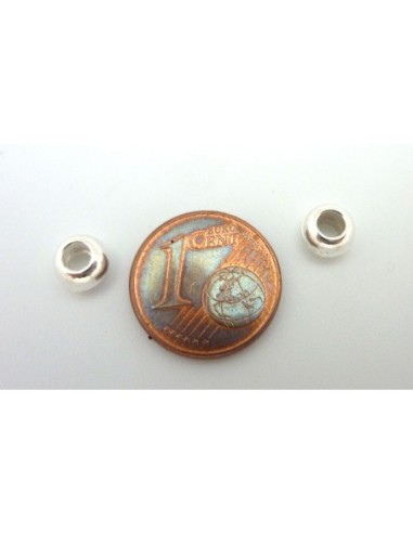 R-5 perles 6mm gros trou 3mm en métal argenté...