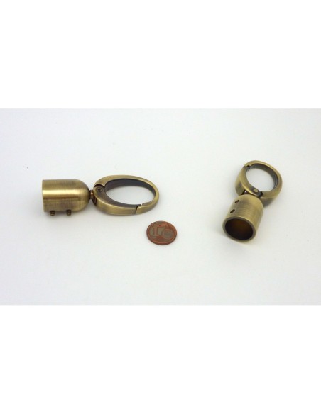 Grand Mousqueton avec embout en zamak couleur bronze, vieil or 6,5cm