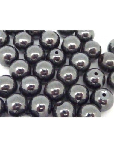 R-2 Perles hématite ronde, boule lisse 9,4mm