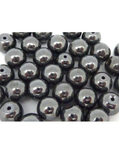 R-2 Perles hématite ronde, boule lisse 9,4mm