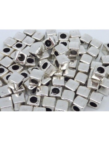Perle à gros trou cube argenté