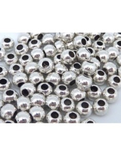 Perle ronde lisse 5mm en métal argenté 2