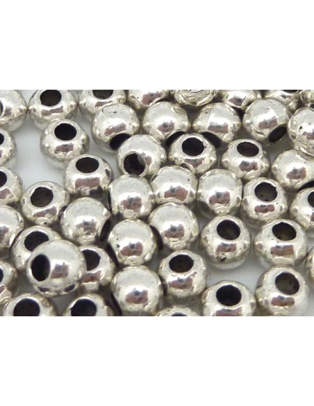 Perle ronde argenté 5mm et trou 2mm