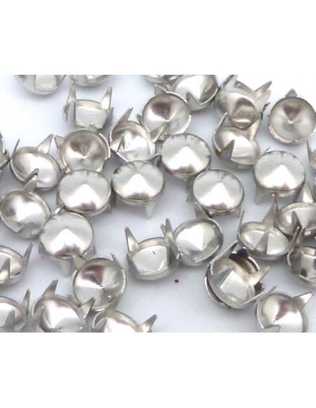 5 clous griffe conique rond 6mm en métal argenté