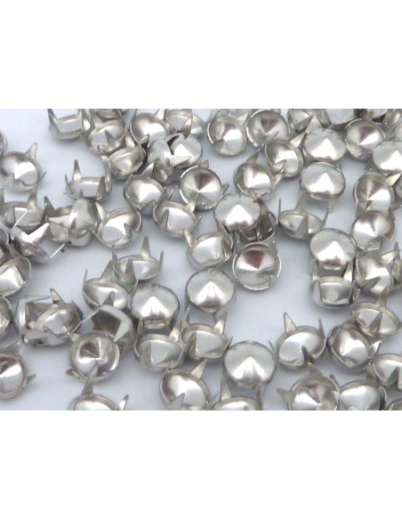 5 clous griffe conique rond 6mm en métal argenté