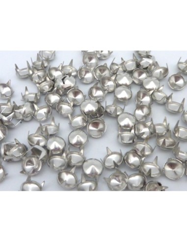 5 clous griffe conique rond 6mm en métal argenté