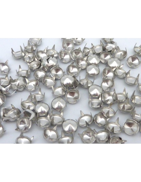 5 clous griffe conique rond 6mm en métal argenté