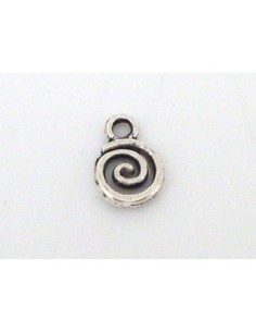 20 petites Breloques en métal argenté évidé motif spirale réglisse ethnique 2