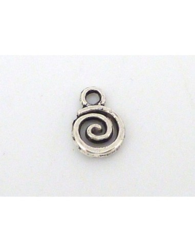 20 petites Breloques en métal argenté évidé motif spirale réglisse ethnique