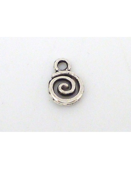 20 petites Breloques en métal argenté évidé motif spirale réglisse ethnique