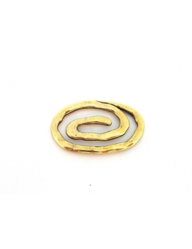 Spirale ovale, connecteur 37 x 22mm en métal couleur vieil or