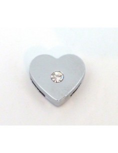 Passant coeur argenté pour lanière de 8mm