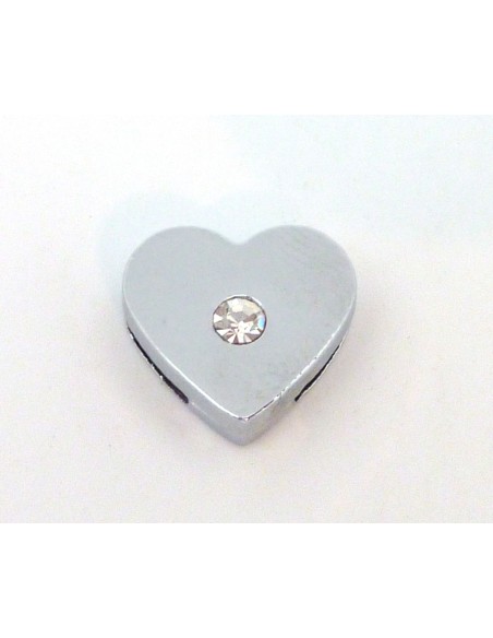Passant coeur argenté pour lanière de 8mm Passant coeur argenté pour lanière de 8mm