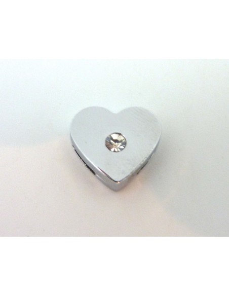 Passant coeur argenté pour lanière de 8mm en métal pas cher Passant coeur argenté pour lanière de 8mm en métal pas cher