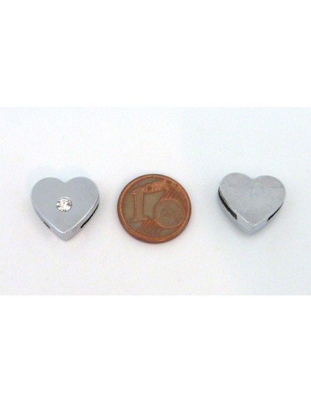 Passant coeur argenté pour lanière de 8mm Passant coeur argenté pour lanière de 8mm