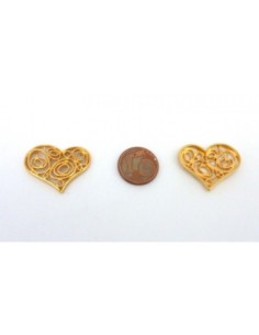 R-Pendentif, connecteur coeur filigrane 20mm en métal doré 2