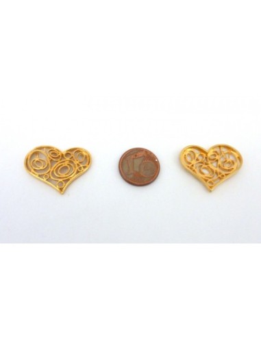 R-Pendentif, connecteur coeur filigrane 20mm en...