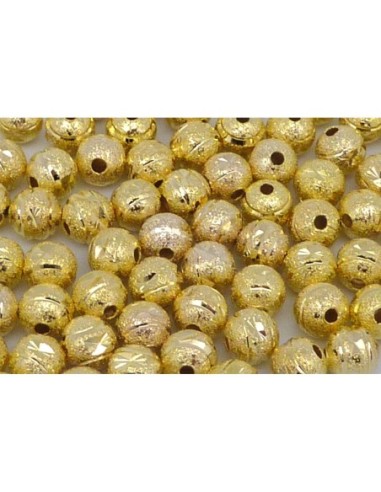 R-5 Perles brillantes en métal doré texturé et...