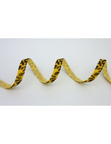 Ruban galon plat motif panthère de couleur jaune pas cher