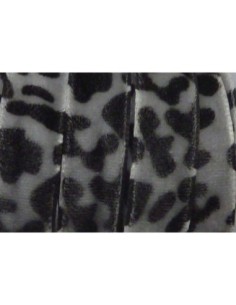 Ruban velours plat gris motif panthère 10mm de large 2