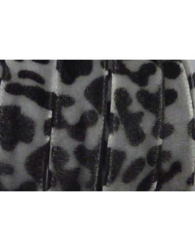Ruban plat motif léopard touché velours