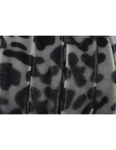 Ruban plat motif léopard touché velours