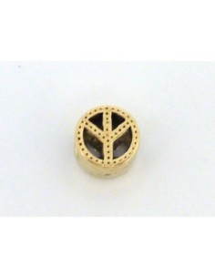Perle passant "Peace and Love" ronde 8,8mm en métal vieil or 2