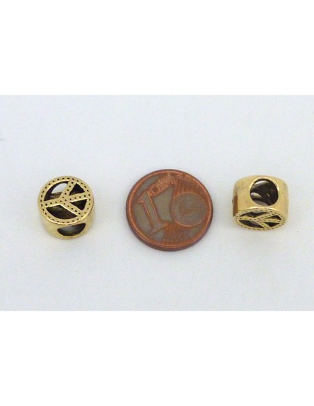 Perle passant ronde 8,8mm en métal vieil or