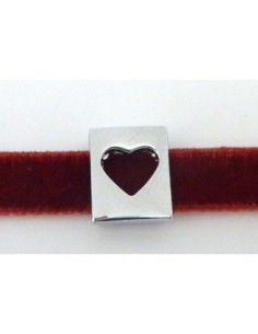 R-Perle passant 10mm rectangle coeur en métal argenté...