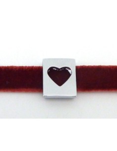 R-Perle passant 10mm rectangle coeur en métal argenté... 2