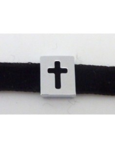 Perle passant 10mm rectangle croix en métal argenté...