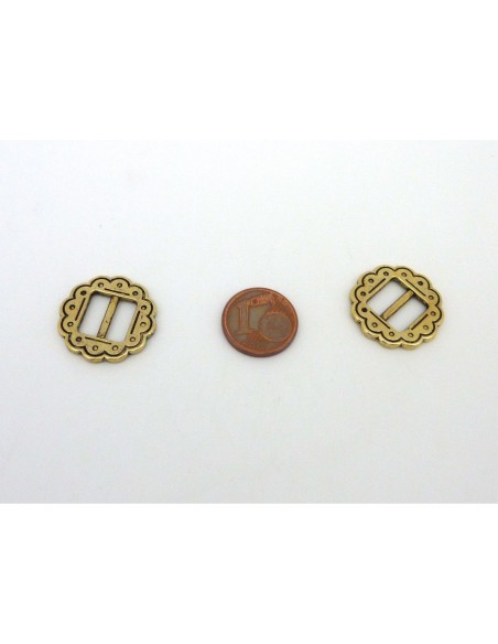 Perle passant boucle fleur en métal doré pâle pour lanière de 10mm