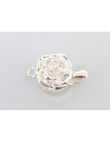 R-Fermoir poussoir rose en relief 11mm en métal argenté brillant