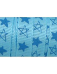 R-1m Ruban plat étoile bleu sur fond bleu 10mm de large 2