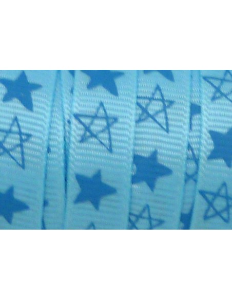 R-1m Ruban plat étoile bleu sur fond bleu 10mm de large