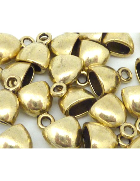 Embout ovale pour cordon cuir en métal doré pâle