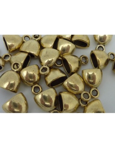 Embout ovale pour cordon cuir en métal doré pâle