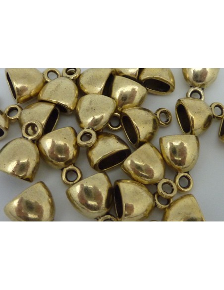 Embout ovale pour cordon cuir en métal doré pâle