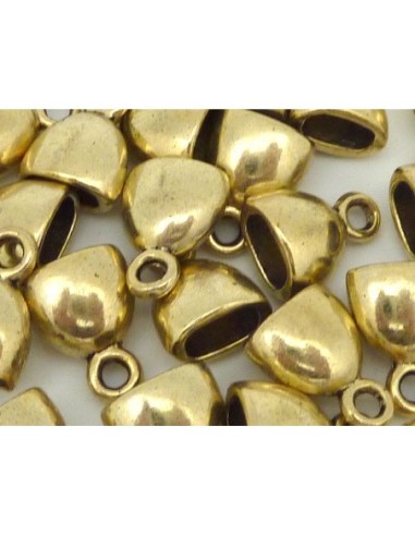 Embout ovale pour cordon cuir en métal doré pâle